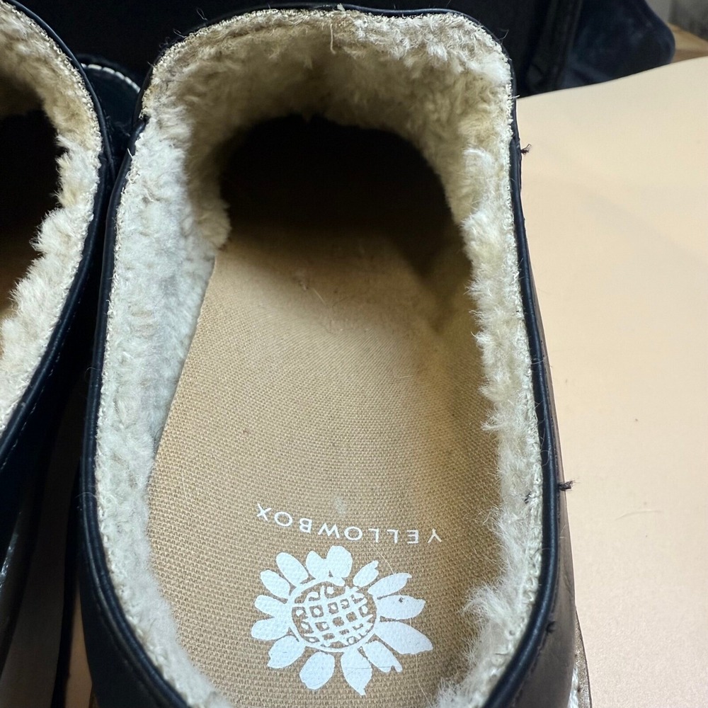 Yellow Box Keitha Black Sherpa Lined Platform Mules Womens Size 7.5 - Picture 7 of 7
